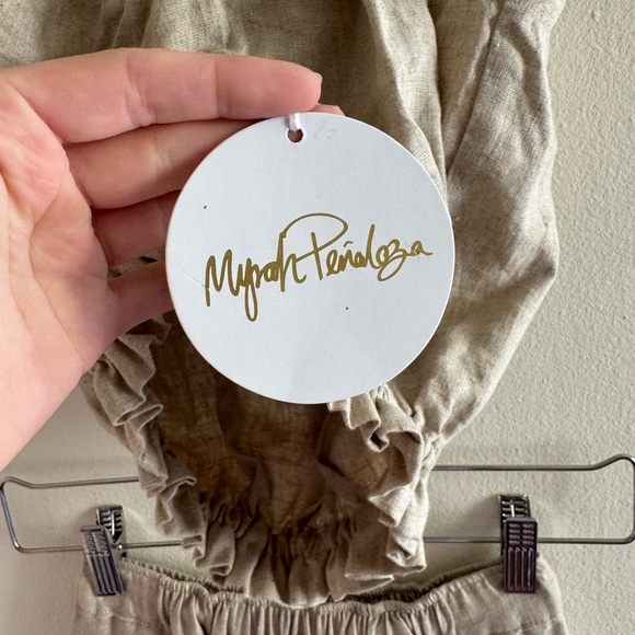 NWT Myrah Penaloza Mona linen two piece set harem crop top beige o/s - Picture 5 of 10